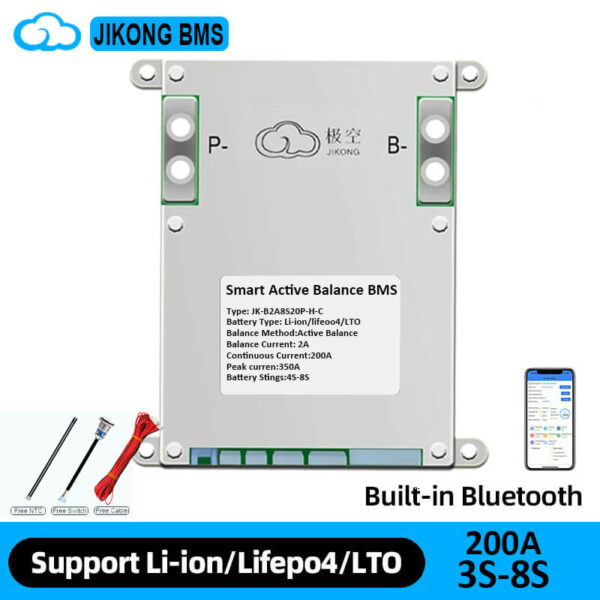 JK-B2A8S20P 4s-8S BMS для акумуляторів LiFePO4, Li-ion, LTO