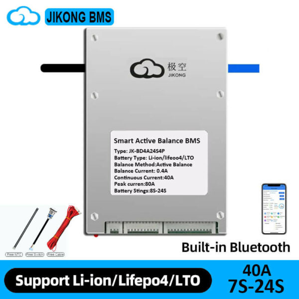 JK-BD4A24S4P — 40 А інтелектуальний BMS LiFePO4, Li-ion та LTO